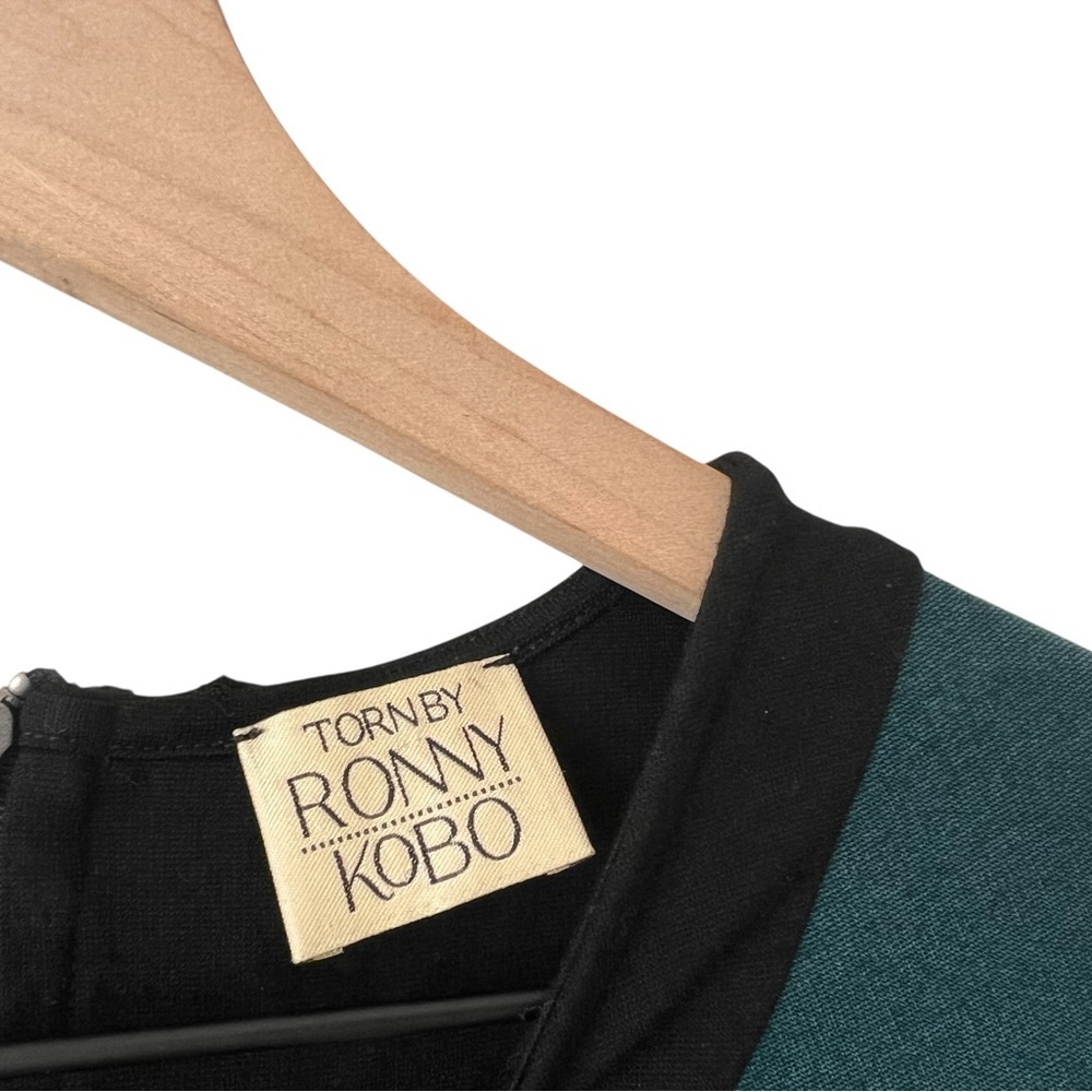 Torn by Ronny Kobo Shiran Long Sleeve Green Black Mini Dress Size S - Picture 6 of 13